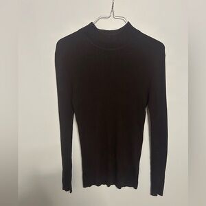 Biline Dark Brown Ribbed Silk Sweater